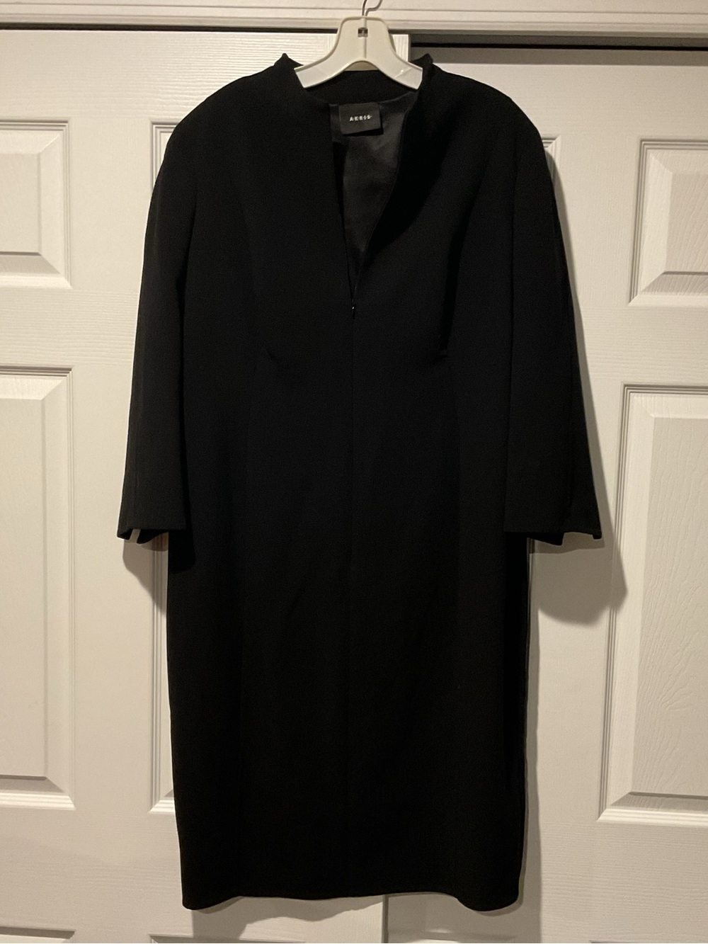Akris Black Wool Dress Silk Lining Work Office Party sz 16